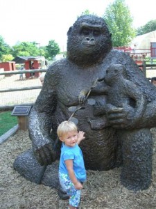 Josie and the gorilla statue