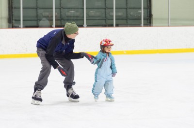 Celia skating with Papa