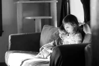 Celia reading to Ewan